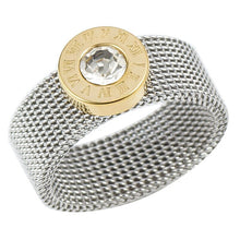 Cargar imagen en el visor de la galería, Stainless Steel Gold Ring Big Round Crystal Mesh Finger Ring Roman Numerals Rings for Women Men Fashion Brand Jewelry
