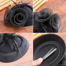 Cargar imagen en el visor de la galería, Levao Hair Bow Fascinators Hat Women Chic Party Retro Mesh Feather Flower Fascinators Clips Cocktail Bride Wedding Headdress