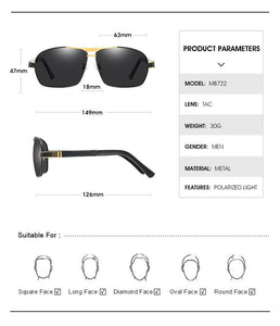 Polarized Sunglasses Men Brand Designer Mercede 722 Square Sunglasses Men Sports Driving Fishing Glasses UV400 gafas sol hombre
