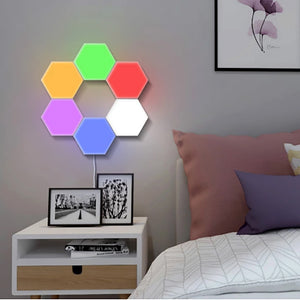 Hexagonal Quantum Lamp Modular Touch Sensor Night Lights Creative Wall Lamps Indoor Bedroom LED Lights Home Lighting Decoration