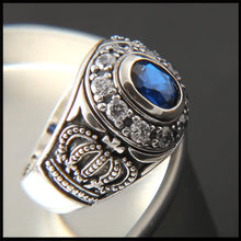Cargar imagen en el visor de la galería, New S925 sterling silver ring exquisite crown ring inlay zircon jewelry exaggerated personality silver ring for men and women
