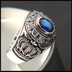 New S925 sterling silver ring exquisite crown ring inlay zircon jewelry exaggerated personality silver ring for men and women