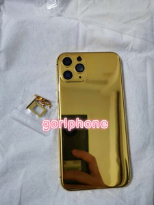 2020 hot sale 24k Mirror Gold Chassis Rear Door for phone 11 pro max Battery Housing Middle Frame with logo