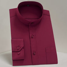 Cargar imagen en el visor de la galería, Long Sleeve Shirt Mens Shirts for Men Stand-up Collar Button Shirt Business Party Forma Non-ironing Chinese Style Solid Neck