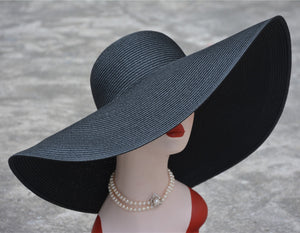 Sombrero de paja de ala ancha 18cm, para sol o para fiesta. 56-59cm