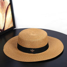 Cargar imagen en el visor de la galería, Sun Hats Small Bee Straw Hat European and American Retro Gold Braided Hat Female Loose Sunscreen Sunshade Flat Cap Visors Hats