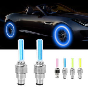 2PCS LED Light For Auto Car Wheel Motocycle Bike Tire Valve Cap Decorative Lantern Tire Valve CapFlash Spoke Neon Lamp