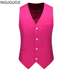 YASUGUOJI New Wedding Dress High-quality Men's Fashion Design Suit Vest Plus Size Men's Business Casual Suit Vest 15-colors
