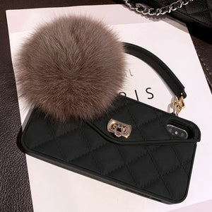 Luxurious Brand Portable with Fox Hairball Phone Case For IPhone 12 mini 12 Pro Max 11 Pro X XR XS Max 7 8 P For P30 40 Mate30 P