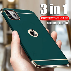 Luxury Gold Hard Case for iPhone 8 7 6 6s Plus 5 5s SE Back Cover Xs Max XR Removable 3 in 1 Fundas Case for iPhone 11 Pro Max