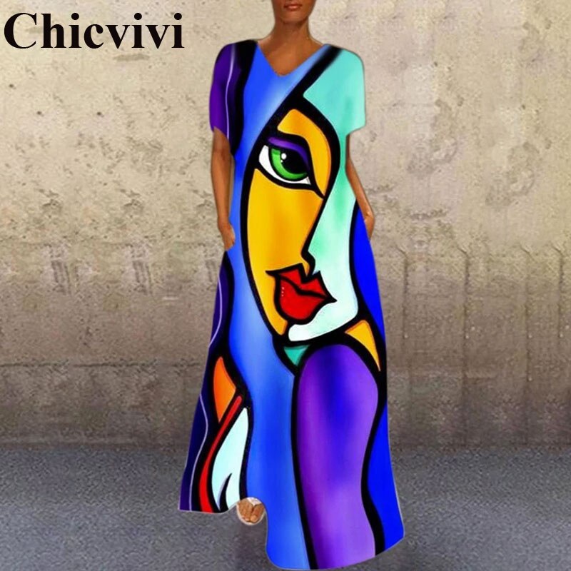 Canvas Dress. The new chic. Maxivestido en pop art de Virginia Benedicto.