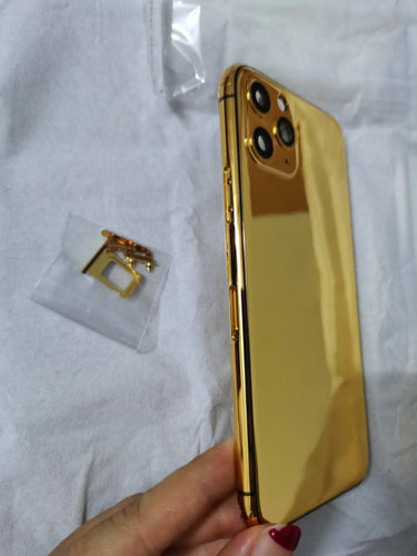 2020 hot sale 24k Mirror Gold Chassis Rear Door for phone 11 pro max Battery Housing Middle Frame with logo