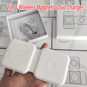 2 IN 1 Wireless Charger for Magnetic Duo Charger ,QC 3.0 PD Charging Standard for Samsung for IWatch for IPhone Fast Charging