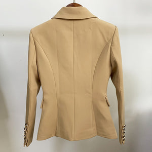 TOP QUALITY New Stylish 2020 Classic Designer Blazer Women's Double Breasted Metal Lion Buttons Blazer Jacket Outer Wear Khaki