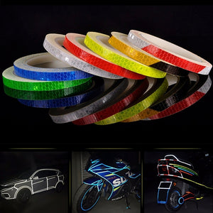 2020 Car Reflective Stickers Motorcycle Bicycle Reflector Safety Warning Rim Decal Tape Car Accessories 7 Colors