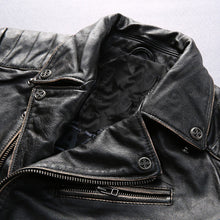 Cargar imagen en el visor de la galería, Read Description! Asian size men&#39;s cow leather mens clothing coat cowhide genuine leather vintage rider jacket