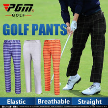 Cargar imagen en el visor de la galería, Pgm Men&#39;s Golf Pants Summer Plaid Elastic Trousers Ultra-thin Slim Sportswear Trousers Straight Breathable Golf Costume