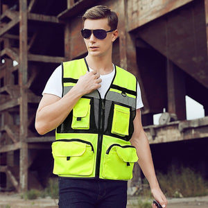Reflective vest multi-pocket traffic patrol cars safety reflective vest tactical outdoor night work high visable clothing