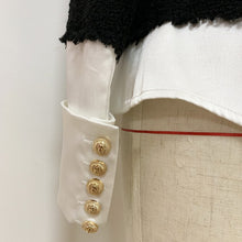 Cargar imagen en el visor de la galería, HIGH QUALITY 2020 Newest Fashion Designer Jacket Women&#39;s Lion Buttons Satin Wool Blend Patchwork Tweed Jacket