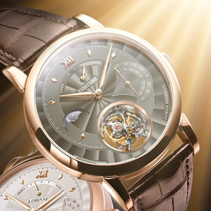LOBINNI erkek kol saati Switzerland Luxury Brand Automatic Mechanical Men's Wirstwatches Sapphire Leather Real Tourbillon Watch