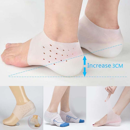 1 Pair Invisible 2-5 Cm Increase Insoles Height Lift Massage Soft Feet Cushion Inner Heightening Pad Women Men Heel Pads Socks