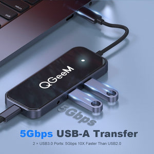 QGeeM 8 Ports USB C Hub for Macbook Pro Air USB Hub 3.0 Adapter TF SD 3.5mm PD Aux HDMI Type C Hub for iPad Pro PC Splitter Dock