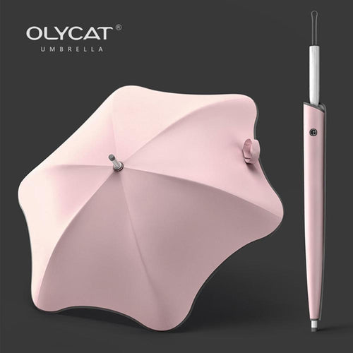 OLYCAT Anti UV Sun Umbrella Creative Simple Clear Umbrella Rain Women Cute Long Handle Sun Umbrellas 6 Ribs UV Parasol UPF50+