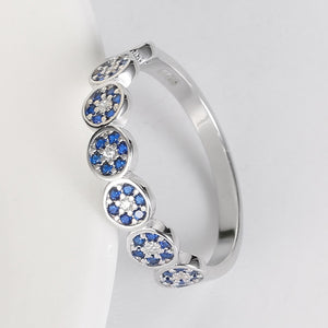 Eyelet Designer Rings Women High Quality 925 Sterling Silver Size 10 Female Ring Blue Stones And Crystals Wedding Fine Jewelry