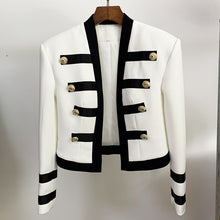 Cargar imagen en el visor de la galería, HIGH STREET Newest 2020 Designer Jacket Women&#39;s Color Block Collarless Lion Buttons Band Jacket