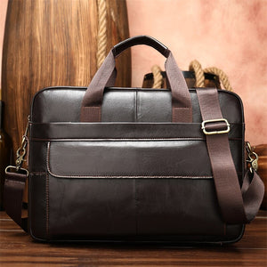 MVA Retro Men's Briefcase Genuine Leather Laptop Bag Business Handbag Tote For Document Office Portable Laptop Shoulder Bag Hot