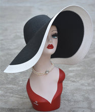 Cargar imagen en el visor de la galería, Sombrero de paja de ala ancha 18cm, para sol o para fiesta. 56-59cm