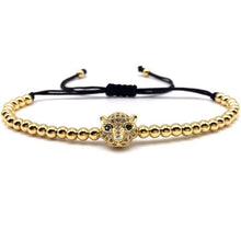 Cargar imagen en el visor de la galería, 2020 New Design Leopard Head Men Women Bracelet Adjustable 4mm Beads Pave Zircon Charm Bracelet For Men Women Jewelry Gift