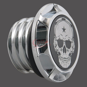 Universal Motorcycle Chrome Music Skull Fuel Gas Oil Tank Cap Cover Fits  For Harley Sportster XL 883 1200 96-14