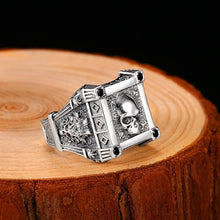 Cargar imagen en el visor de la galería, ZABRA Adjustable Size 925 Sterling Silver Skull Rings For Men Zircon Ring Vintage Puck Rock Biker Jewelry