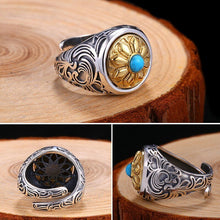 Cargar imagen en el visor de la galería, ZABRA 925 Sterling Silver Spin Ring For Men Women Open Size 2 Choices Buddha Six Words Signet Ring Vintage Rock Jewelry