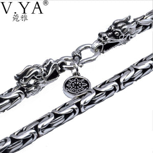 100% Pure Silver chain necklace S925 Sterling Silver necklace with dragon head clasp thai silver necklace free shipping HYN03