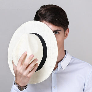 Sombrero de paja del verano Panamá Hombres Mujeres Protección UV (2unidades)