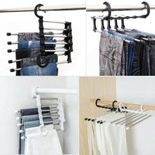 Cargar imagen en el visor de la galería, 2019 Newest Fashion 5 in 1 Pant rack shelves Stainless Steel Clothes Hangers Multi-functional Wardrobe Magic Hanger