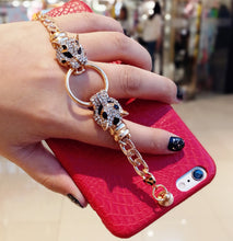 Cargar imagen en el visor de la galería, Rhinestone leopard chain bracelet leather phone case for iPhone 11 pro 6s 7 8 plus X max XR for samsung s8 s9 s10 s20 note 9 10
