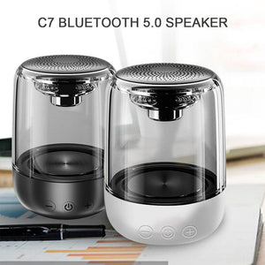 TWS 6D Surround C7 Bluetooth V5.0 Wireless Speakers HiFi Stereo Column Portable Speaker Romantic Colorful Light With Microphone