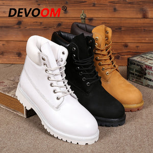 Fashion White Boots Men 2018 Men Genuine Dr Leather Boots Footwear Snow Boots Men Winter Shoes Real Leather Fur Unisex Sneakers