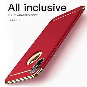 Luxury Gold Hard Case for iPhone 11 Pro 5 5s SE X Back Cover Xs Max XR Removable 3 in 1 Fundas Case for iPhone 8 7 6 6s Plus Bag