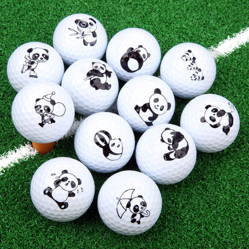 1 Pc Cute Cartoon Panda Golf Ball Double Layer Synthetic Rubber Golf Practice Balls Gift Balls For Golf Range & Training 42.67mm