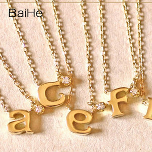 BAIHE Solid 18K Yellow Gold 0.02ct Certified H/SI 100% Genuine Natural Diamond Wedding Women Trendy Fine Jewelry Gift Necklaces