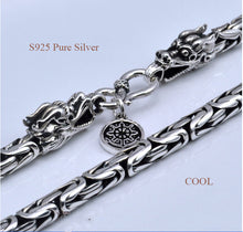 Cargar imagen en el visor de la galería, 100% Pure Silver chain necklace S925 Sterling Silver necklace with dragon head clasp thai silver necklace free shipping HYN03