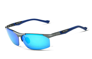 Gafas de sol de aluminio y magnesio para hombres con revestimiento azul polarizado.