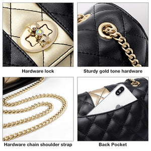 FOXER Women Chain Strap Messenger Bag Diamond Lattice Flap Lady High Quality Leather Ladies' Shoulder Bags Valentine's Day Gift