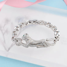 Cargar imagen en el visor de la galería, Hot Brand Pure 925 Sterling Silver Jewelry For Women Panther Bangle Full Stone Leopard Bangle Wedding Jewelry Big Chain Bracelet