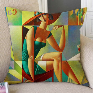 Modern Cubism impressionism Art Fashion Lady Muscle Man Geometric Oil Painting Home Decor Throw Pillow Case Sofa Cushion Cover