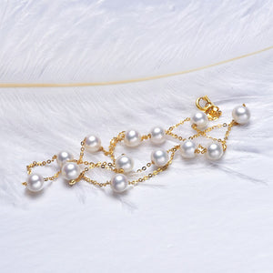 [YS] 18K Gold 5-5.5mm White Pearl Necklace China Freshwater Pearl Necklace Jewelry